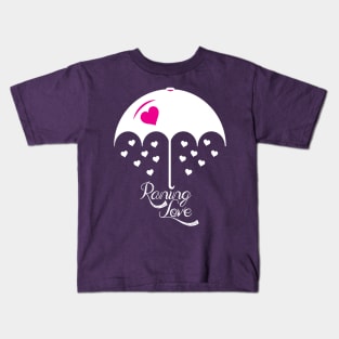 Raining love pink white umbrella Kids T-Shirt